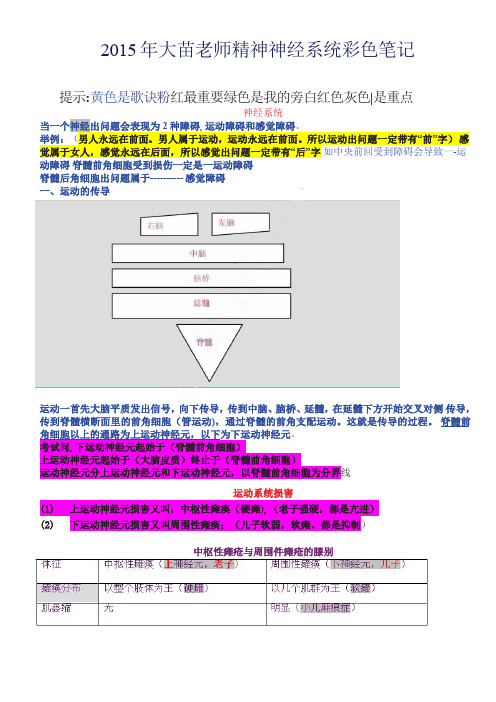 07 2015年大苗老师精神神经系统彩色笔记