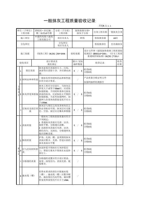 TJ6.2.1.1 一般抹灰工程质量验收记录