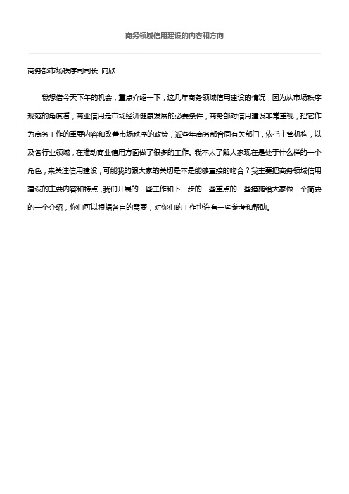 商务部向欣司长发言