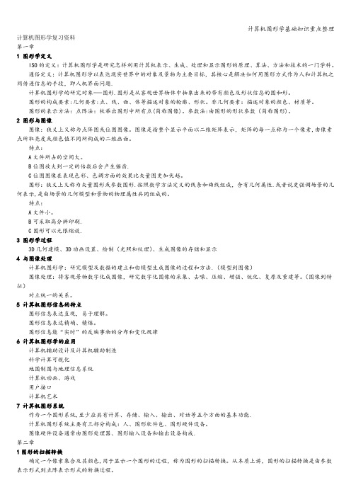 计算机图形学基础知识重点整理