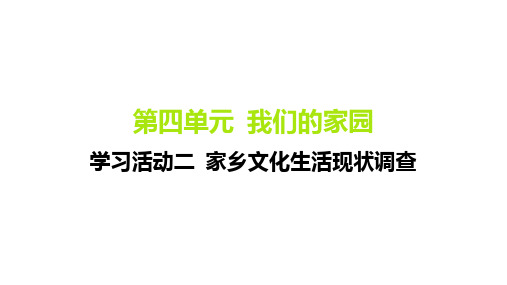 第四单元学习活动二 家乡文化生活现状调查 训练课件2024-2025学年统编版高中语文必修上册