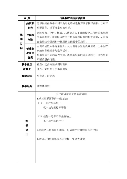 教案  与函数有关的面积问题