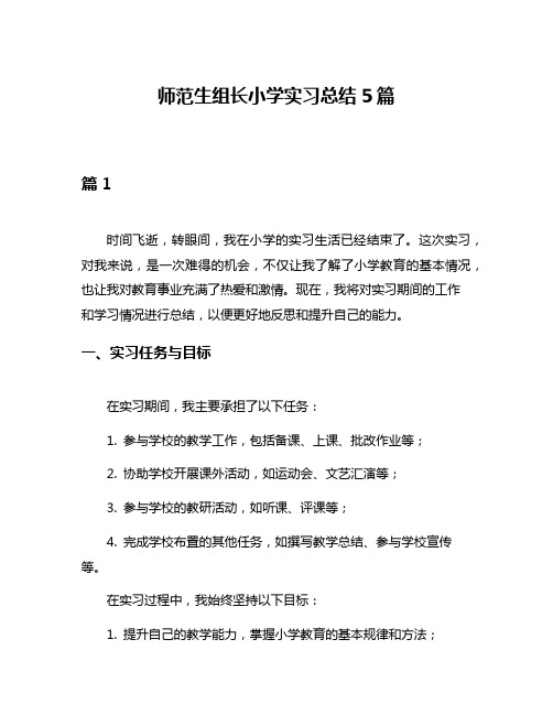 师范生组长小学实习总结5篇