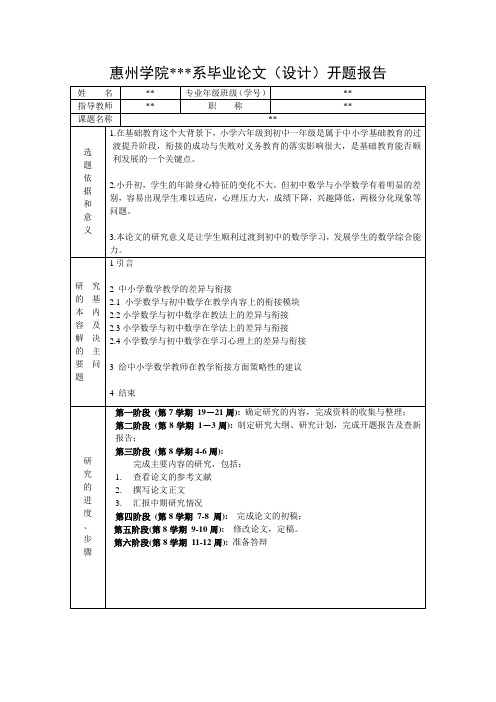 2014年惠州学院开题报告(模板)