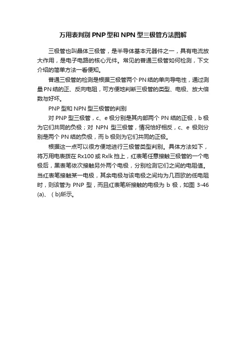 万用表判别PNP型和NPN型三极管方法图解