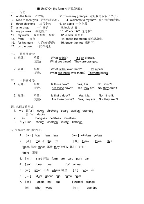 [译林版]三下Unit7 In class知识要点归纳