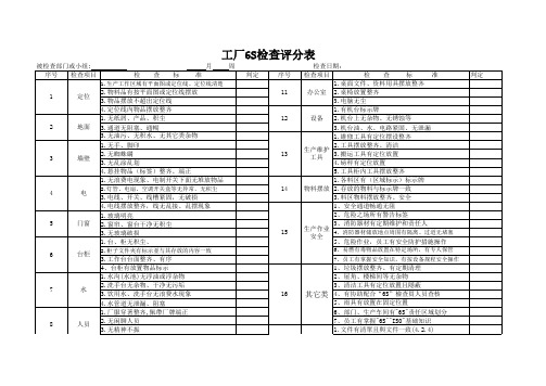 工厂6S检查评分表(标准版)