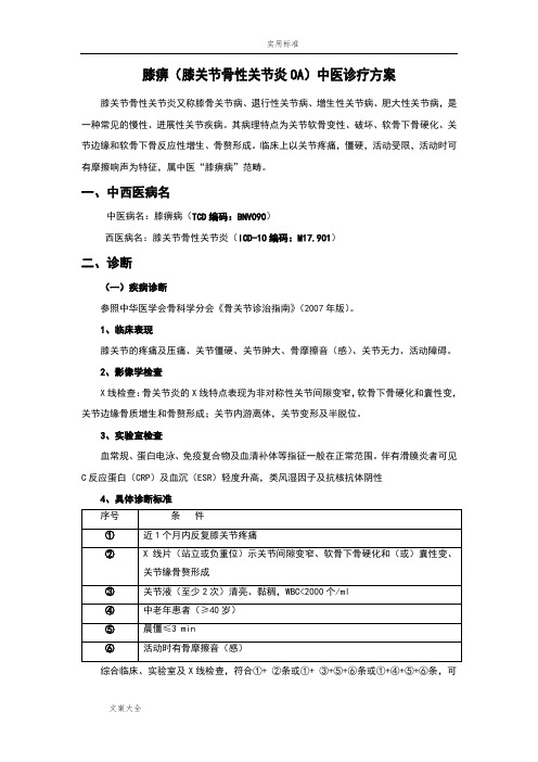 (膝关节骨性关节炎)精深中医诊疗方案设计