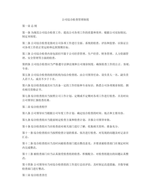 公司综合检查管理制度