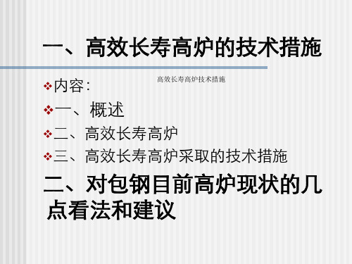 高效长寿高炉技术措施