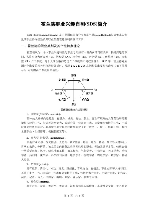 霍兰德职业兴趣测验简介