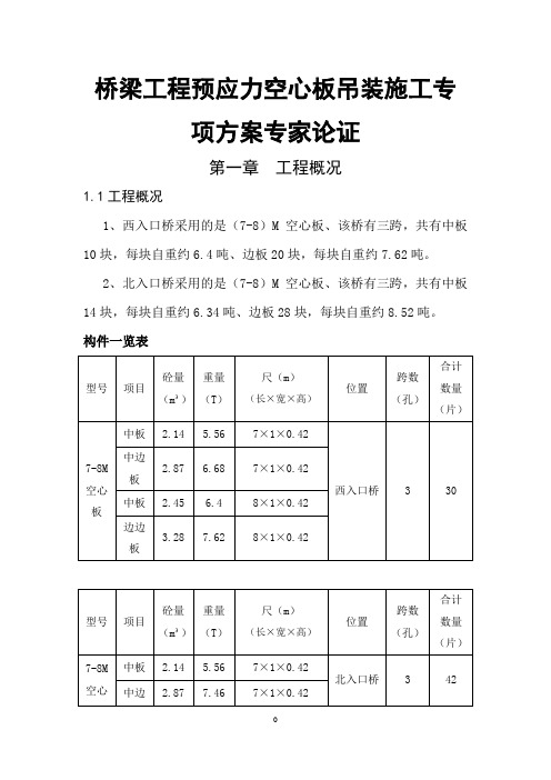 桥梁工程预应力空心板吊装施工专项方案专家论证