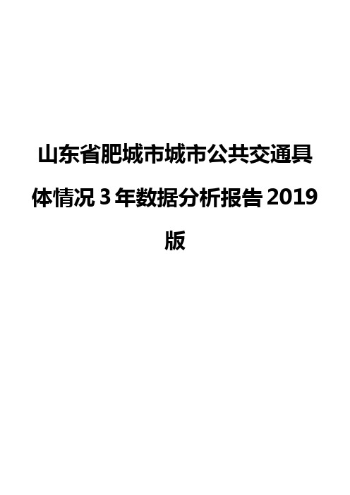 山东省肥城市城市公共交通具体情况3年数据分析报告2019版