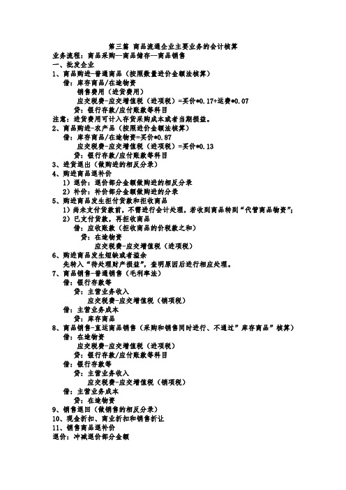 行业会计 第三篇 商品流通企业主要业务的会计核算