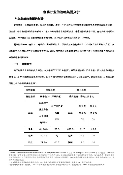 制药行业的战略集团分析