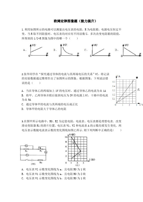 湖北省武汉市人教版九年级物理上册课堂同步练习试题：17.2欧姆定律图像题专项训练(无答案)