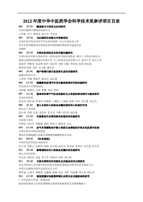 2019中医药科技奖公示