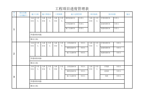 工程项目进度管理表