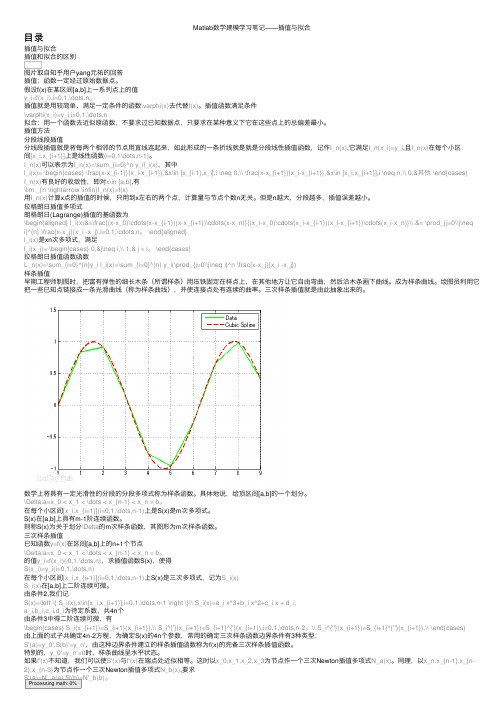 Matlab数学建模学习笔记——插值与拟合