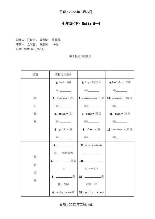 中考命题研究中考英语基础知识梳理七下Units58试题_1