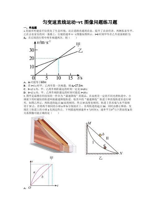 匀变速直线运动-vt图像问题练习题