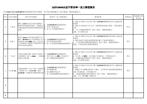 IATF16949不符合项举一反三排查报告范例