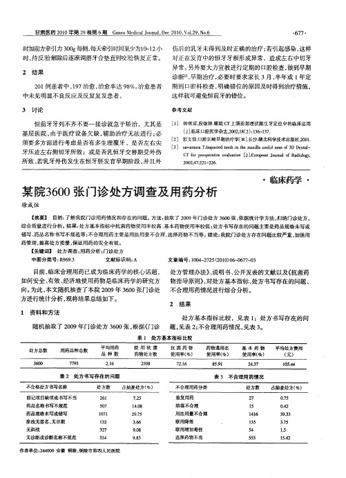 某院3600张门诊处方调查及用药分析