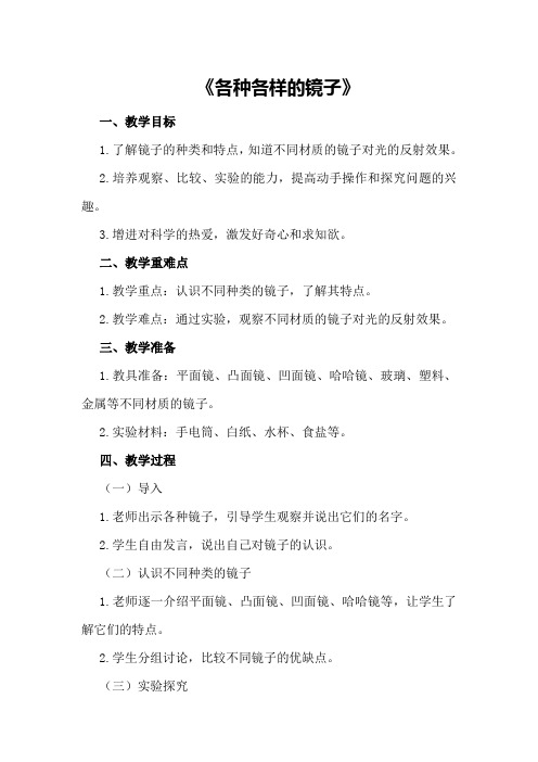 中班科学教案及教学反思《各种各样的镜子》