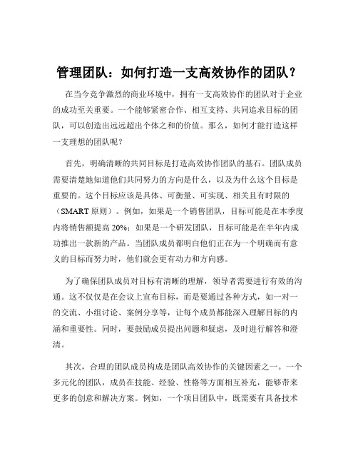 管理团队：如何打造一支高效协作的团队？