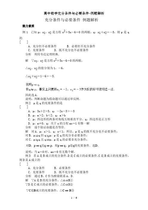 高中数学充分条件与必要条件-例题解析