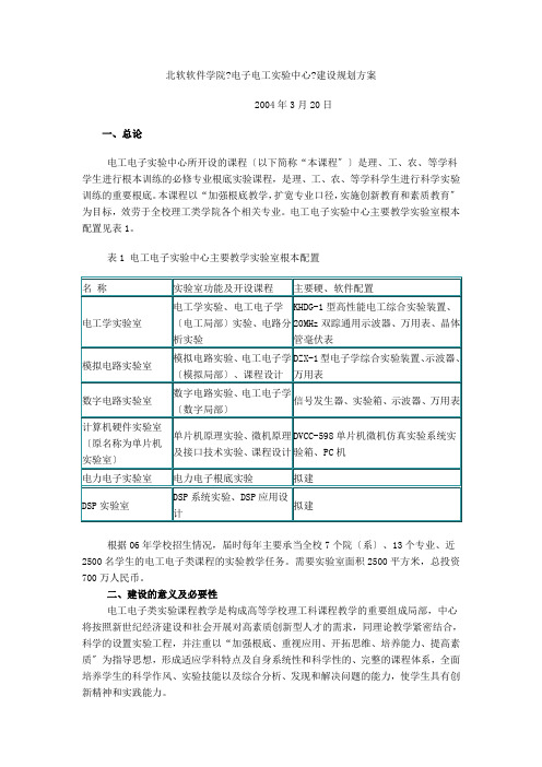 电子电工实验室建设规划方案