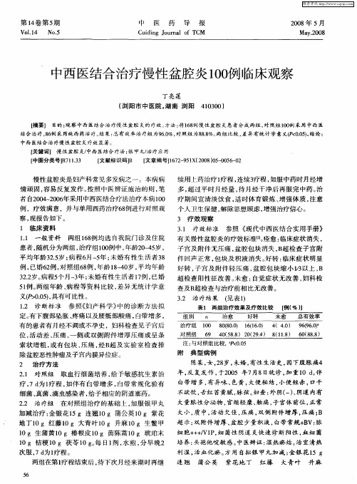 中西医结合治疗慢性盆腔炎100例临床观察