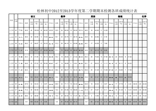 2012-2013-2期末考试成绩统计