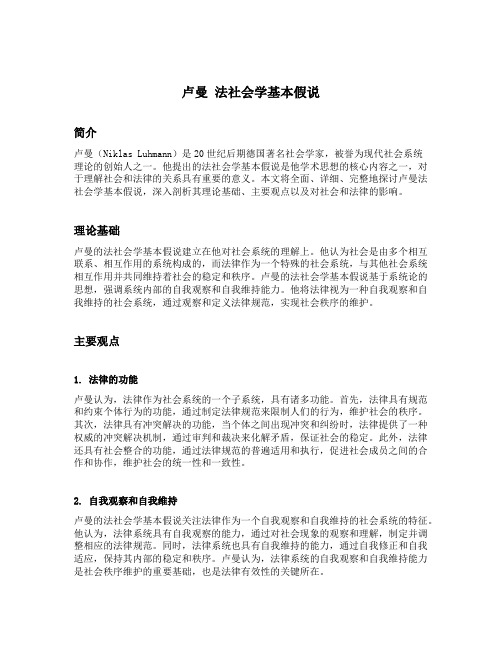 卢曼 法社会学基本假说