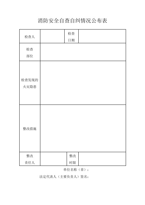 社会单位消防安全自查自纠情况报告表 及承诺书