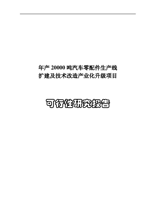 年产2万吨汽车零配件生产线扩建及技术改造产业化升级项目可行性研究报告