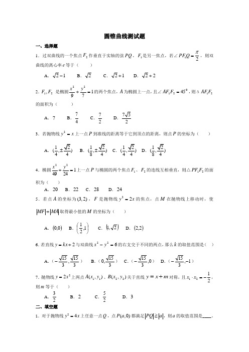 圆锥曲线推理与证明综合测试题及答案