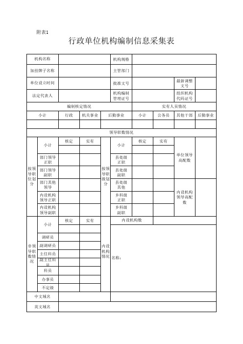 行政单位机构编制信息采集表