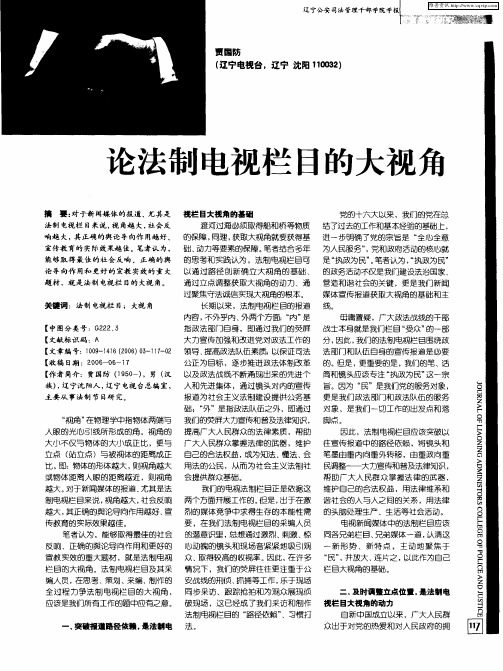 论法制电视栏目的大视角
