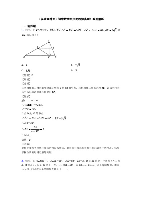 (易错题精选)初中数学图形的相似真题汇编附解析