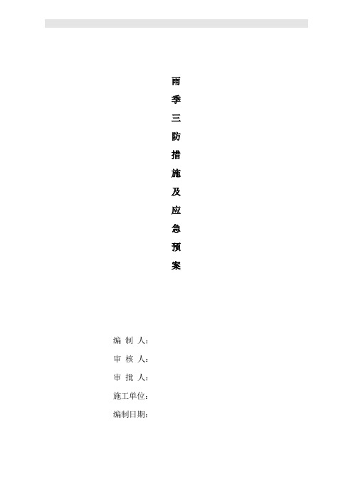 (深基坑工程)雨季三防措施及应急预案