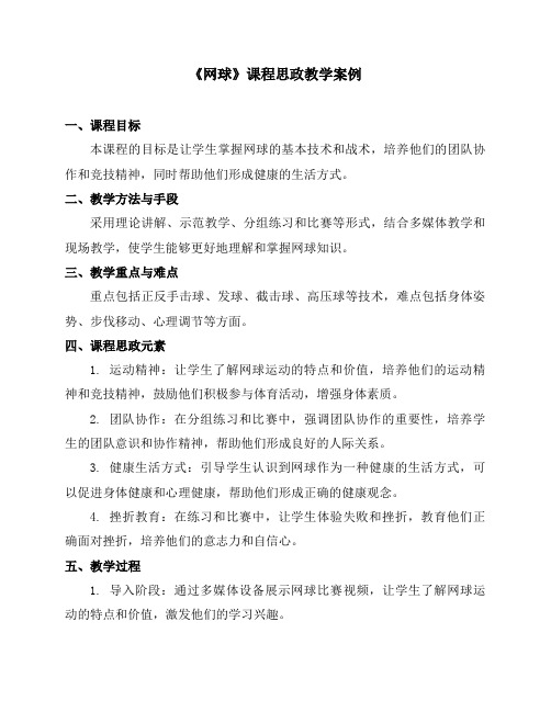《网球》课程思政教学案例