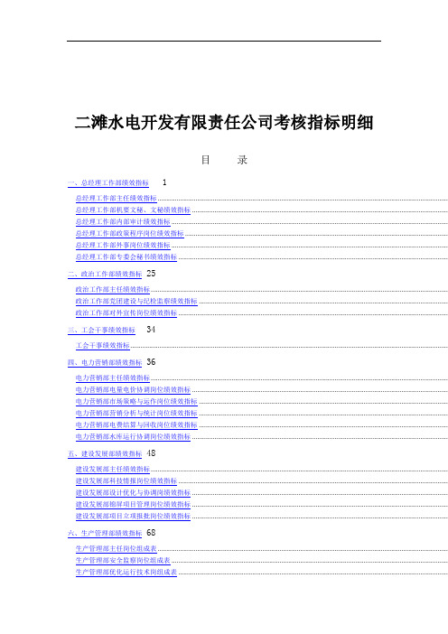 某水电开发公司绩效考核指标细则(163页)