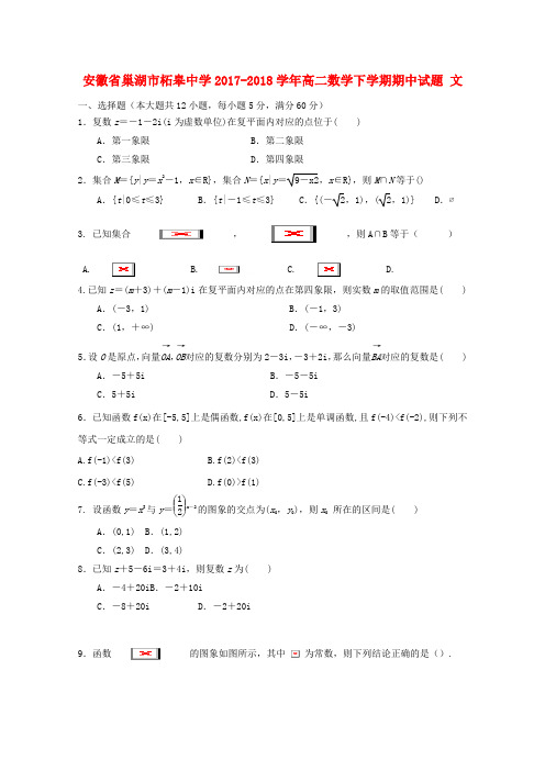 高二数学下学期期中试题文(2)