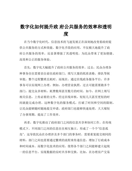 数字化如何提升政 府公共服务的效率和透明度