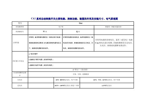 ca1系列自动转换开关技术参数表-ca1系列自动转换开关主要性能、控制