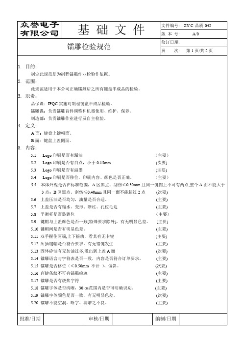 042 镭雕检验规范_