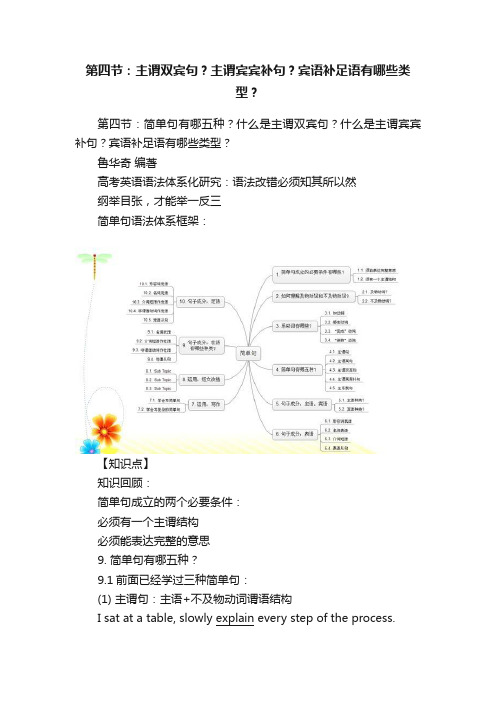 第四节：主谓双宾句？主谓宾宾补句？宾语补足语有哪些类型？