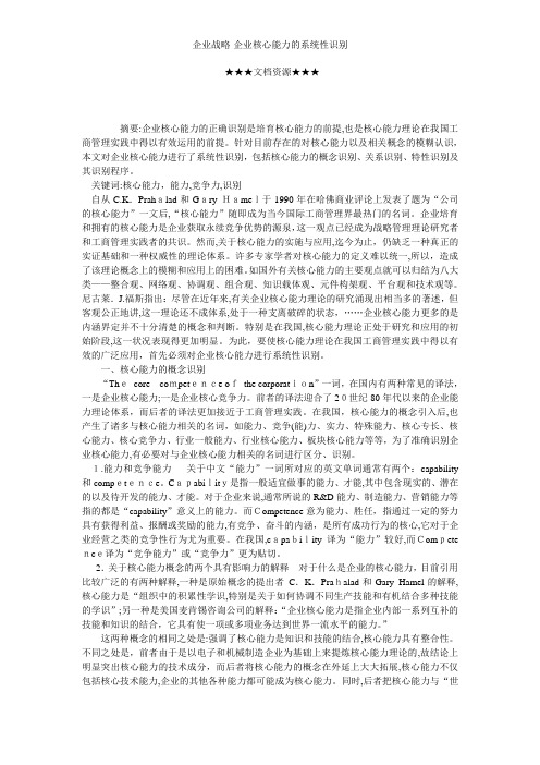 企业战略-企业核心能力的系统性识别