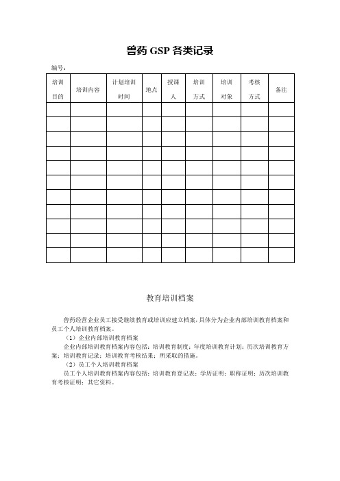 兽药GSP各类记录